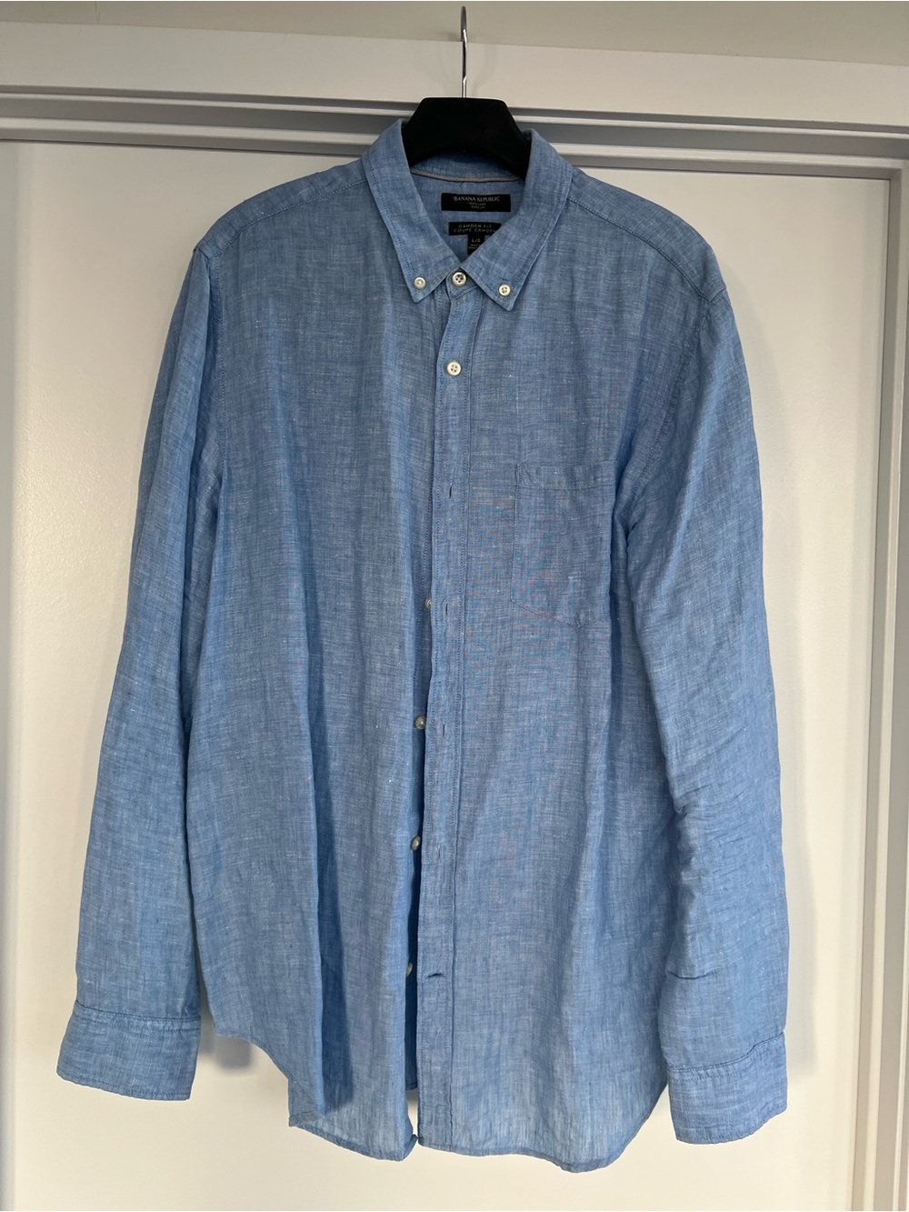 Banana Republic Light Blue Linen Button-Down Shirt, Size Large